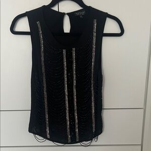 Topshop Black and Silver Beaded Blouse